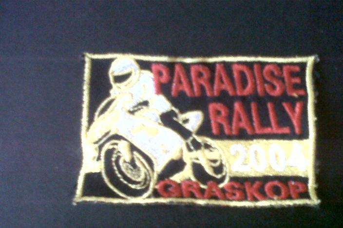 Paradise Rally(motorbike) 2004 Graskop cloth badge 2nd hand not used as good as new.