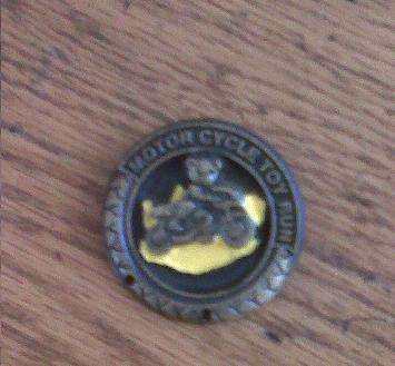 Motor Cycle Toy Run Johannesburg Metal badge 2nd hand not used as good as new.(no back pin)