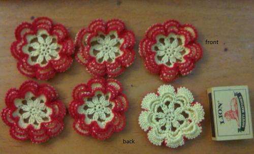 Set of 6 Hand crochet Flower   ,Craft & Sewing supplies surgestion: add button stitch to headband
