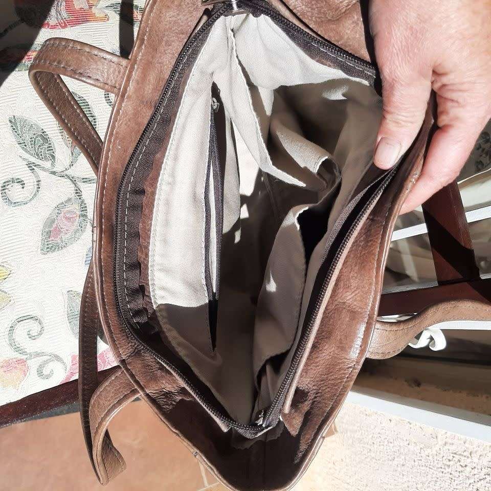 Used -The MJ Handbag Genuine Leather Handbag 100% Genuine Bovine (Cow) Leather 36cm x 29cm x 13cm