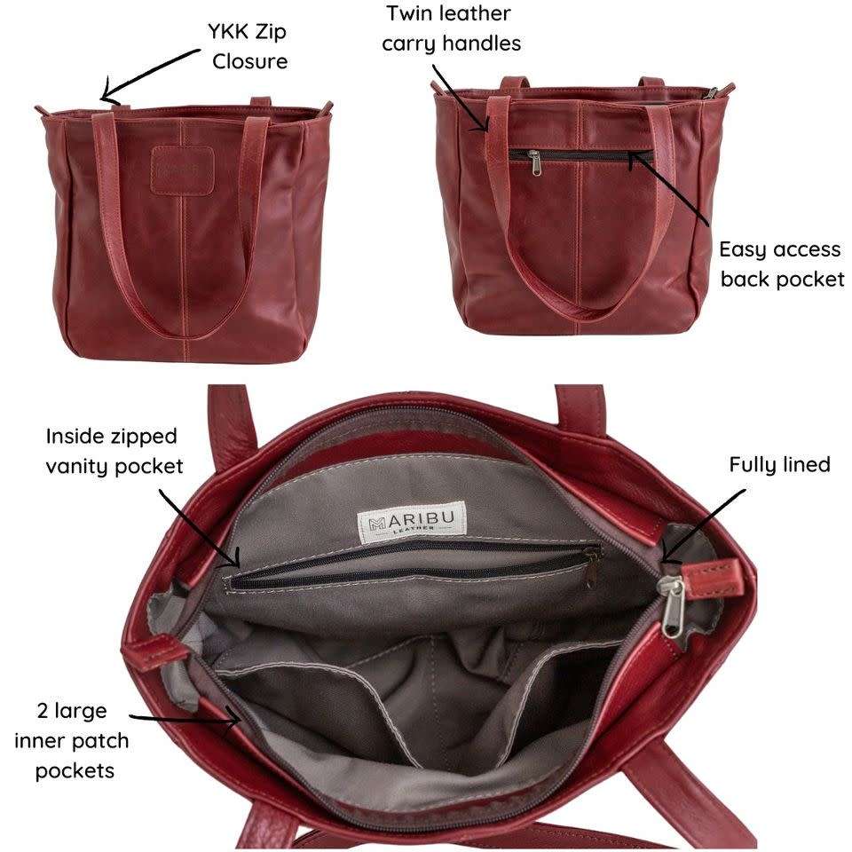 Used -The MJ Handbag Genuine Leather Handbag 100% Genuine Bovine (Cow) Leather 36cm x 29cm x 13cm