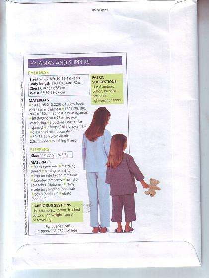 Woman's Value Kidz sewing pattern Pyjamas & Slippers sizes 5-12 used, but actual  pattern not cut.