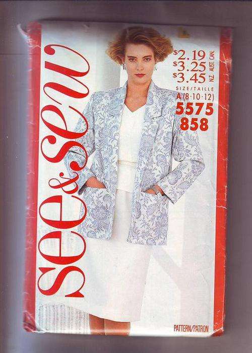 Old used See & Sew pattern  no 5575/858 size 8,10,12 ,it looks like  it's cut to size  12