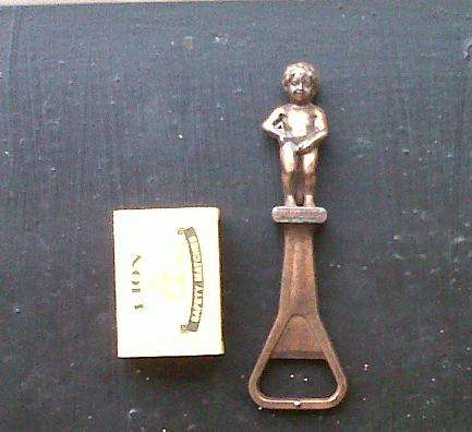Bronze mannequin pis(peeing boy) Bruxelles(city of Brussels in Belgium) Bottle opener