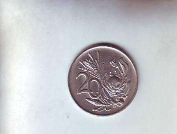 Circulated 1983 South African  20c coin