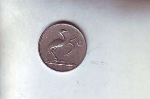 Circulated 1987 South African  5c coin