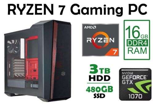 GAMING AMD Ryzen 7 1700X Gaming PC *8-Cores*GTX1070*X370 chipset*SSD*16GB RAM*