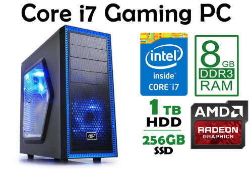 THE BLUE BEAST!  Core i7 gaming desktop PC *AMD Radeon RX570 8GB, SSD*