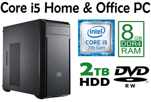 High-capacity Home & Office Desktop PC - **3.8GHz Core i5, 8GB RAM, 2TB HDD, DVD, Windows 10 Pro**