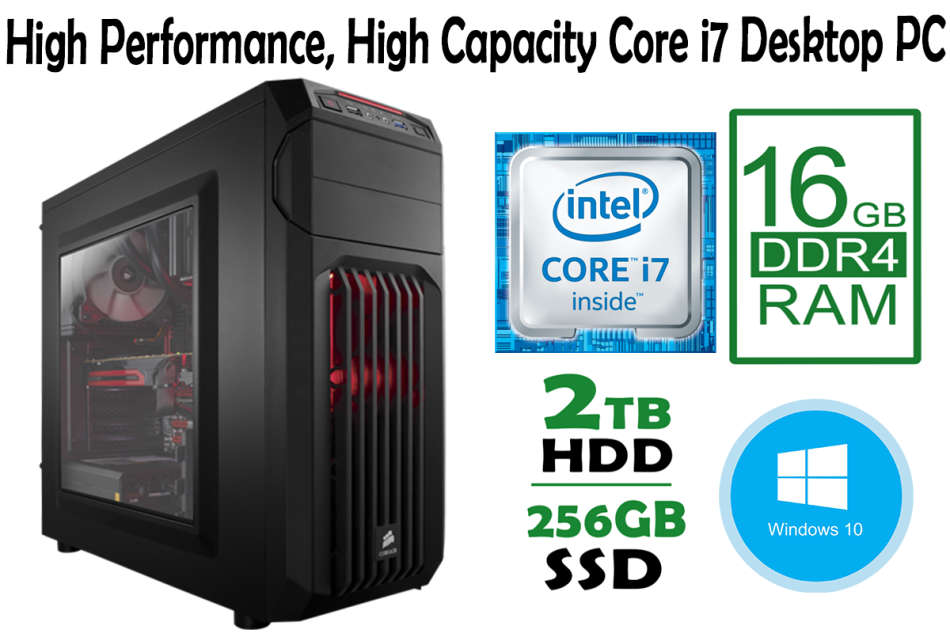 PROMO: High-performance, High-capacity Core i7 Desktop PC -**Core i7, 16GB RAM, SSD + HDD, Win10**