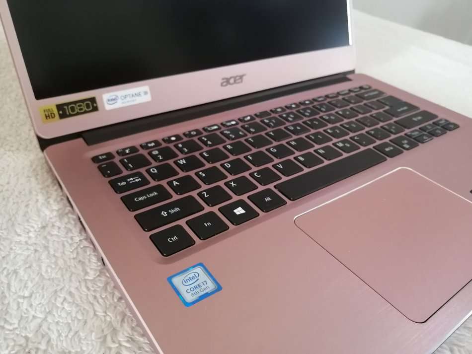 Acer Swift 3 Powerhouse - **8th gen Core i7, 12GB RAM, NVMe + HDD dual drives, full pink aluminium**