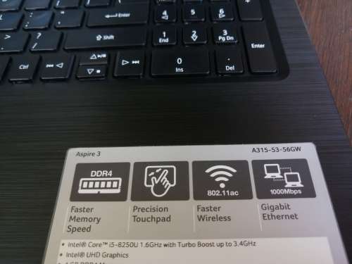 Acer Aspire 3 - A315 Notebook - **8th Gen i5 Quad Core, 12GB RAM, SSD + HDD dual drives, Win10**