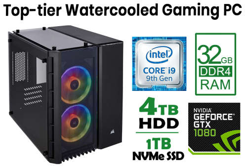 Core i9 GTX1080 RGB Watercooled Gaming PC - 32GB RAM, 1TB NVMe+4TB HDD, Crystal 280X, H115i Platinum