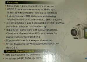 PCI 1394 firewire adaptor card for desktop