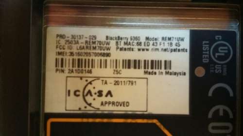 Blackberry Curve 9360 with new battery for parts