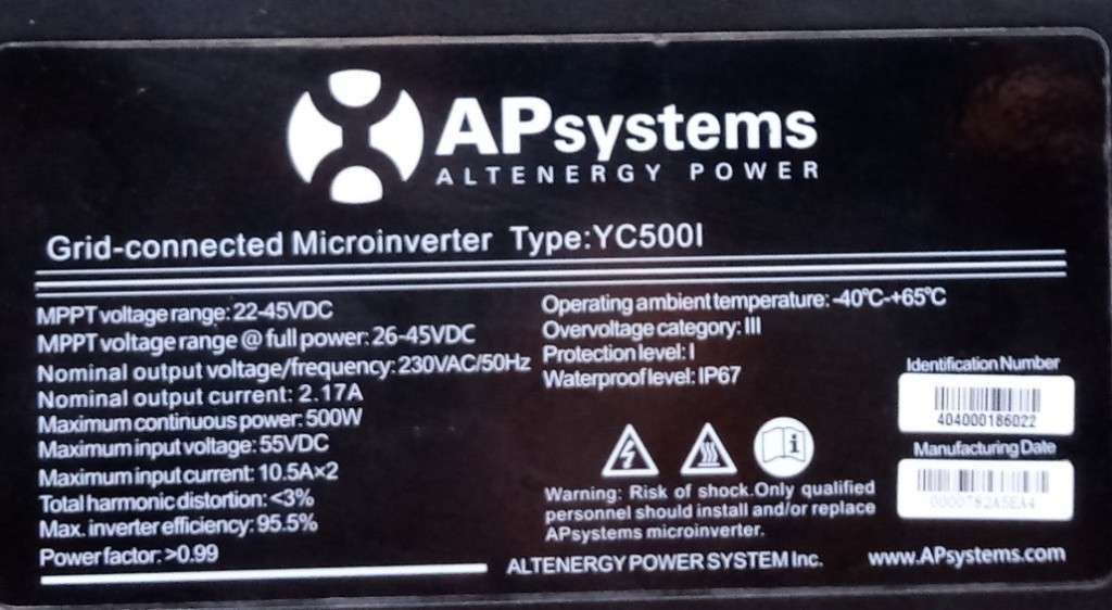 APSystems Micro Inverters 230V 500W 50HZ Model YC500i