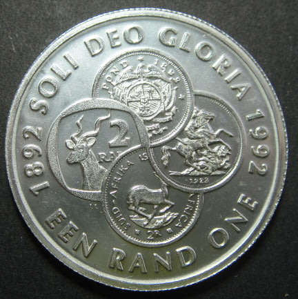 Crazy R1 Start Auction! Republic of South Africa SILVER R1 of 1992 (Coinage 100 Years)