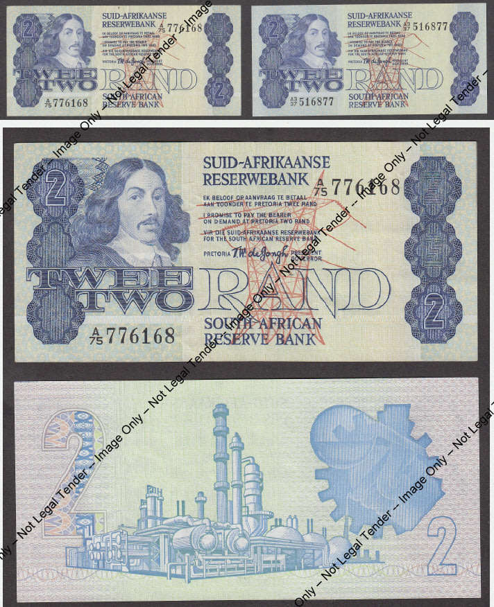 Crazy R1 Start Auction! Two Jan van Riebeeck R2 Banknotes of 1978