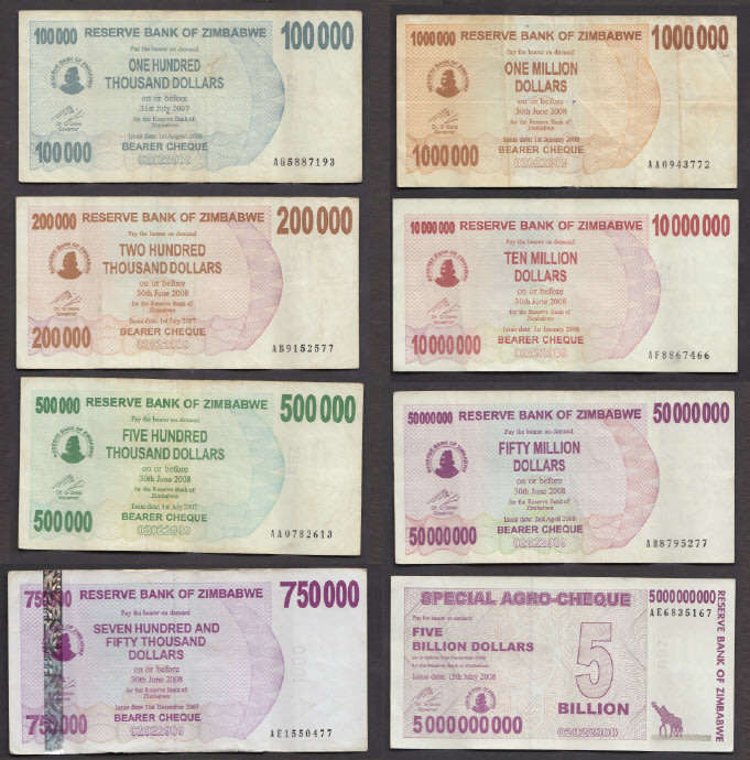 Crazy R1 Start Auction! Zimbabwe Inflationary Banknote Set up to 5 Billion Dollars
