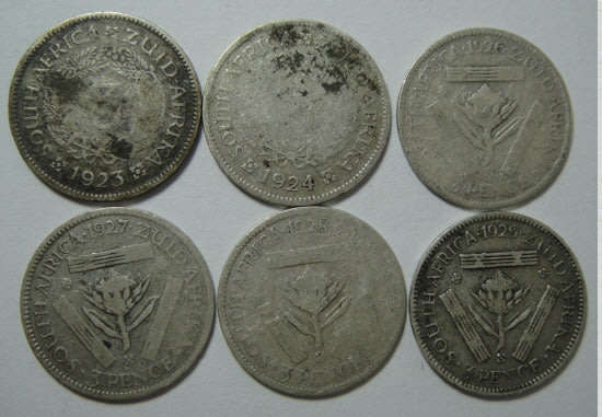 Crazy R1 Start Auction! Union of South Africa Silver Tickey Set of the 1920s