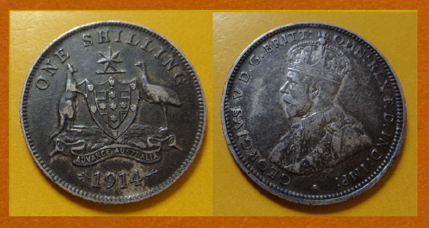 Australia, King George V Sterling Silver Shilling of 1914