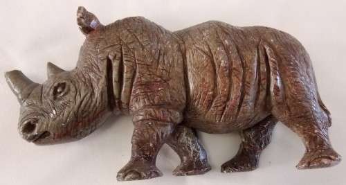 Crazy R1 Start Auction!   White Rhino Stone Sculpture Art - Zimbabwe