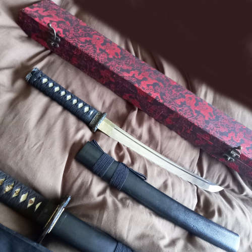 Katana and Tanto Swords with Wooden Practice sword. See Pictures!