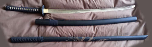 Katana and Tanto Swords with Wooden Practice sword. See Pictures!
