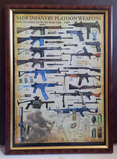 SADF Platoon Weapons Poster in A4 Frame