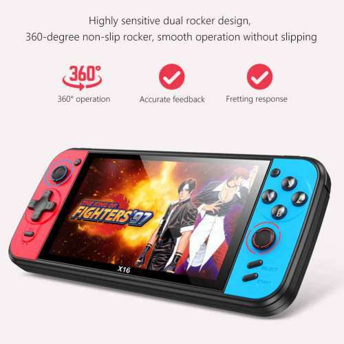 Black Hawk X16 Handheld Video Game Console 6.5 Inch 8G Retro Game  Blue and Red