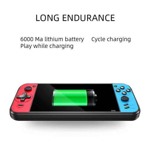 Black Hawk X16 Handheld Video Game Console 6.5 Inch 8G Retro Game  Blue and Red