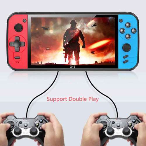 Black Hawk X16 Handheld Video Game Console 6.5 Inch 8G Retro Game  Blue and Red