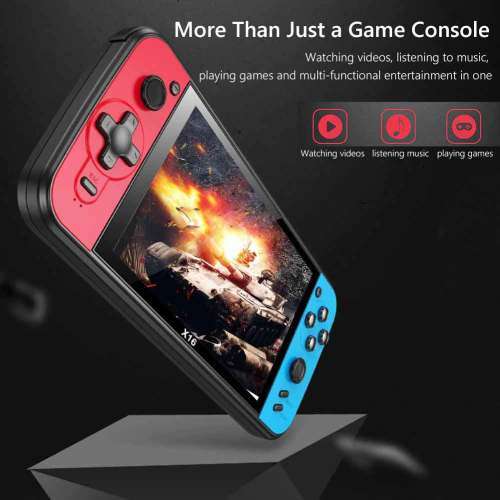 Black Hawk X16 Handheld Video Game Console 6.5 Inch 8G Retro Game  Blue and Red