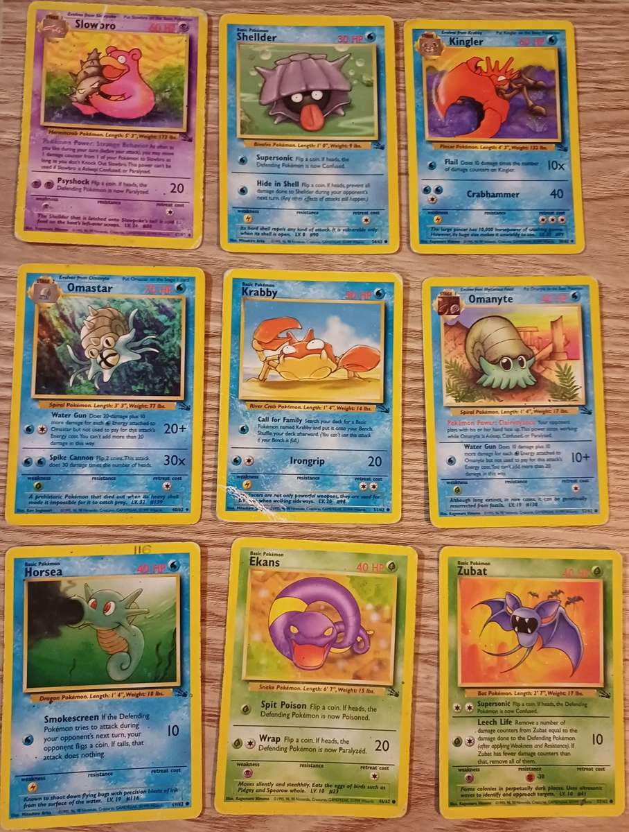 POKEMON Fossil Trading Cards (Price per card)