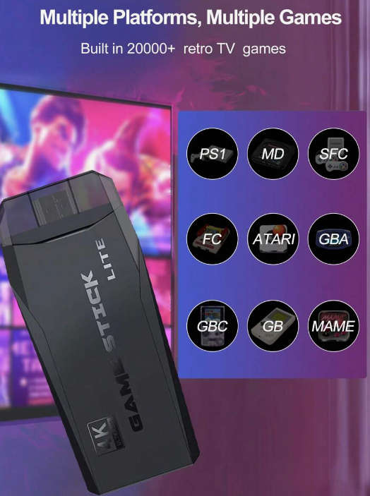 M8 Retro Video Game Console 4k 20000+ Repeating Games Game Stick 2.4G