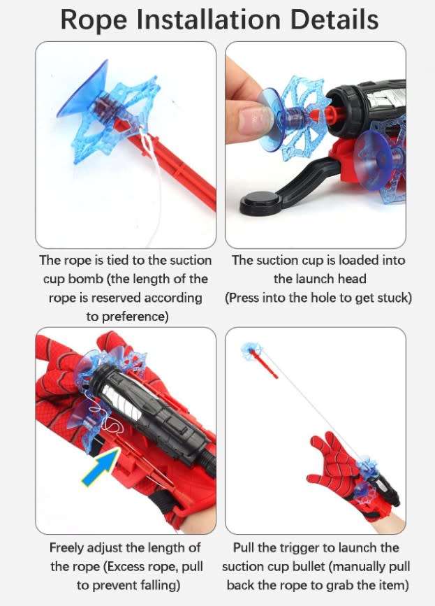 Soft Bullet Gun Launcher, Hero Glove Web-Shooter Wristband Sling And Suction Cup Toy