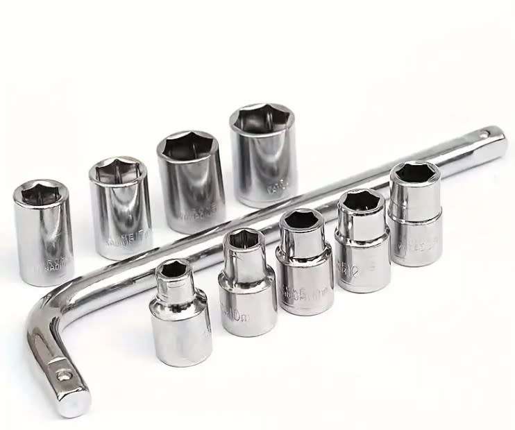10pcs/set Socket Set, 1/2 Extended Socket Wrench Combination, Car Repair Tool