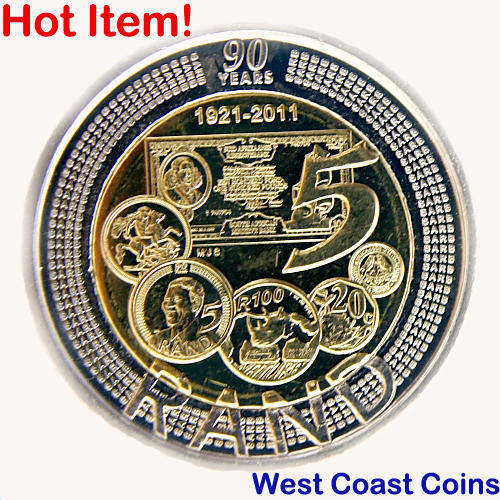 400 HOT SPECIAL- 400 x 2011 R5 - SARB 90 YRS - UNC BRAND NEW IN COIN ZIP LOCK BAGS - BEST I'VE SEEN!