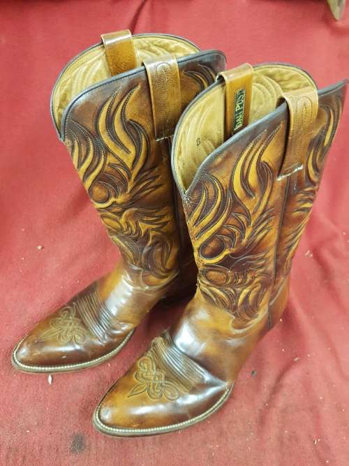 Vintage DAN POST Cowboy Boots Size 8 Made in Spain
