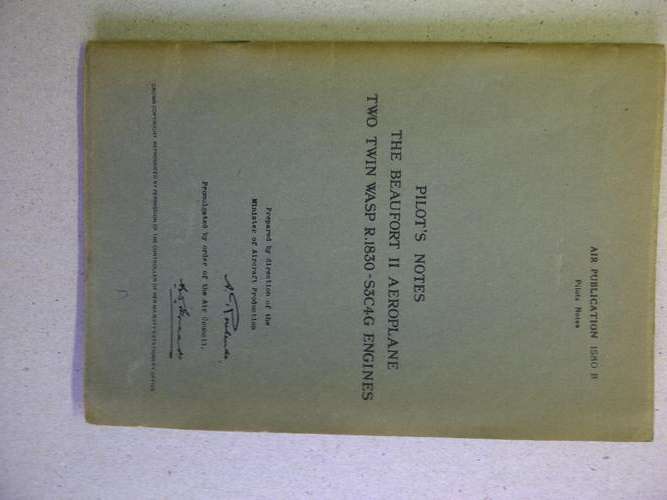 EX. WW2 RAF PILOTS NOTES: BRISTOL TYPE 2 BEAUFORT TORPEDO BOMBER. DATED JANUARY 1942.