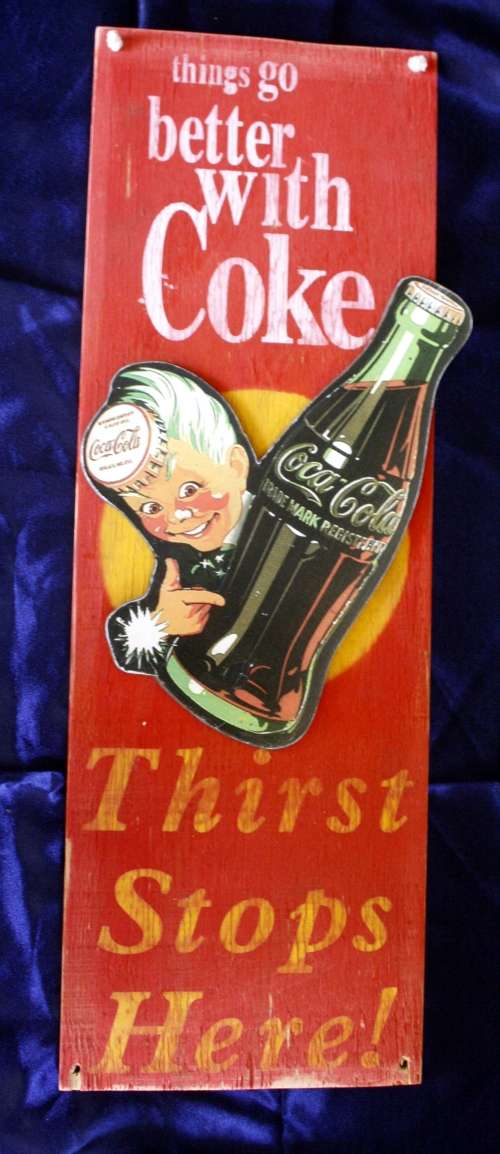 1939 SLOGAN?? BEAUTIFUL WOODEN VINTAGE COCA COLA SIGN!!