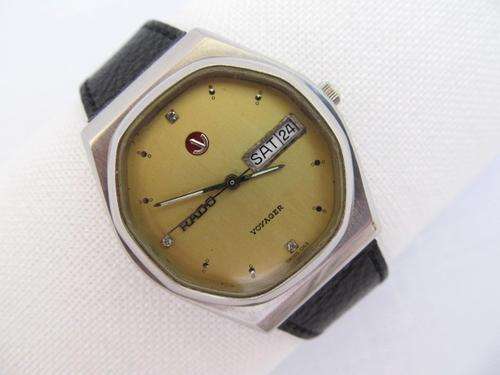 RARE AUTHENTIC RADO VOYAGER GOLD DIAL MENS AUTOMATIC DAY DATE WATCH