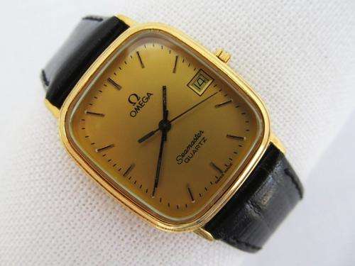 RARE OMEGA SEAMASTER DATE GOLDPLATED QUARTZ MENS DRESSWATCH