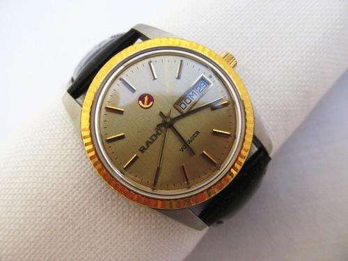 RARE RADO VOYAGER GOLD DIAL MENS AUTOMATIC DAY DATE WATCH