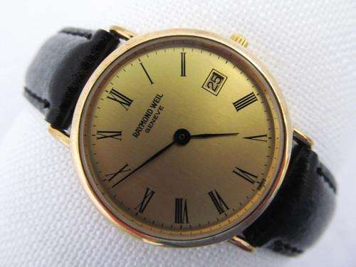 RAYMOND WEIL GENEVE 18K MENS WATCH 5510 QUARTZ ROMAN NUMERALS