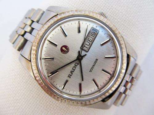 RADO VOYAGER DAY/DATE STEEL AUTOMATIC MEN'S WATCH, SILVER DIAL