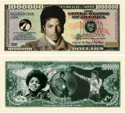 MICHAEL JACKSON COMMEMORATIVE MILLION DOLLAR BILLS