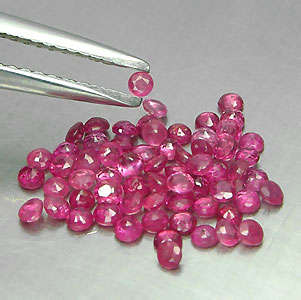 BEAUTIFUL!! NATURAL RUBY ROUNDS 8pcs - RED/PINK -  0.15ct - COMBINED VVS