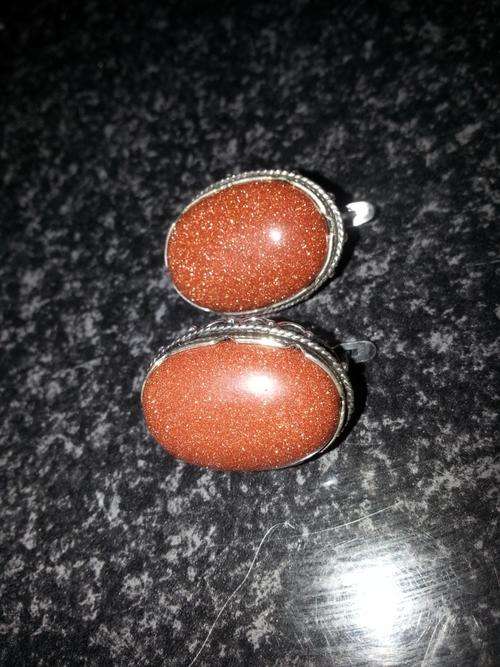 Vintage 925 silver goldstone earrings- one of a kind!
