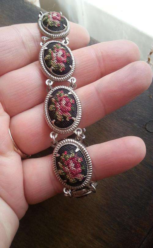 Stunning petit point bracelet - very rare to find!